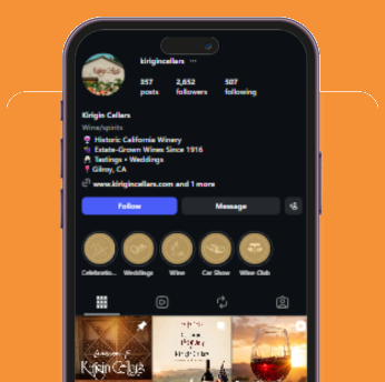 The Kirigin Cellars Instagram profile, managed by CELLTOB
