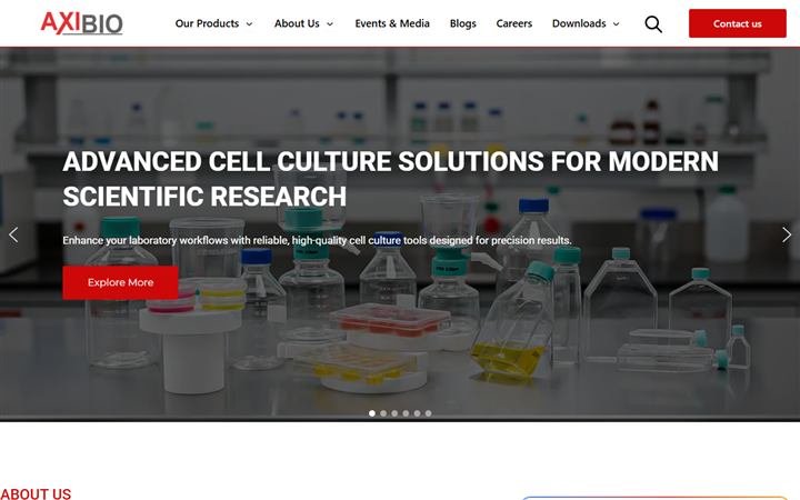 Screenshot of the Axibio website built by CELLTOB